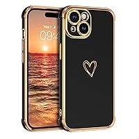 BENTOBEN for iPhone 15 Plus Case, iPhone 15 Plus Phone Case, Cute Heart Luxury Gold Plating Slim Flexible TPU Bumper Protective Cover, Women Men Girls Boys Phone Case for iPhone 15 Plus 6.7