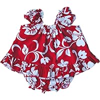 RJC Baby Girl's Hibiscus Pareo Puff Sleeve Hawaiian 2 Piece Dress Set