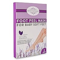 Moisturizing Foot Peel Mask for Dry Cracked Feet (2) Exfoliating Peeling Foot Mask Treatment for Cracked Callus Heels, Dead Skin Remover for Baby Soft Skin & Feet Care (Lavender)