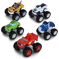 NKOK Blaze and The Monster Machines (Free-Wheel) 5PK (Blaze, Pickle, Crusher, Stripes & Darington); No Batteries Required; Grippy Tires; STEM; Officially Licensed