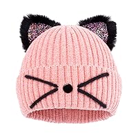 Women Girls Cute Cat Ears Beanie Hat Winter Crochet Knit Cap