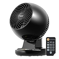 IRIS USA WOOZOO Oscillating Fan, Vortex Fan, Remote Equipped 7-in-1 Fan w/ Timer/ Multi Oscillation/ Air Circulator/ 3 Speed Settings, 46ft Max Air Distance, Medium, Black