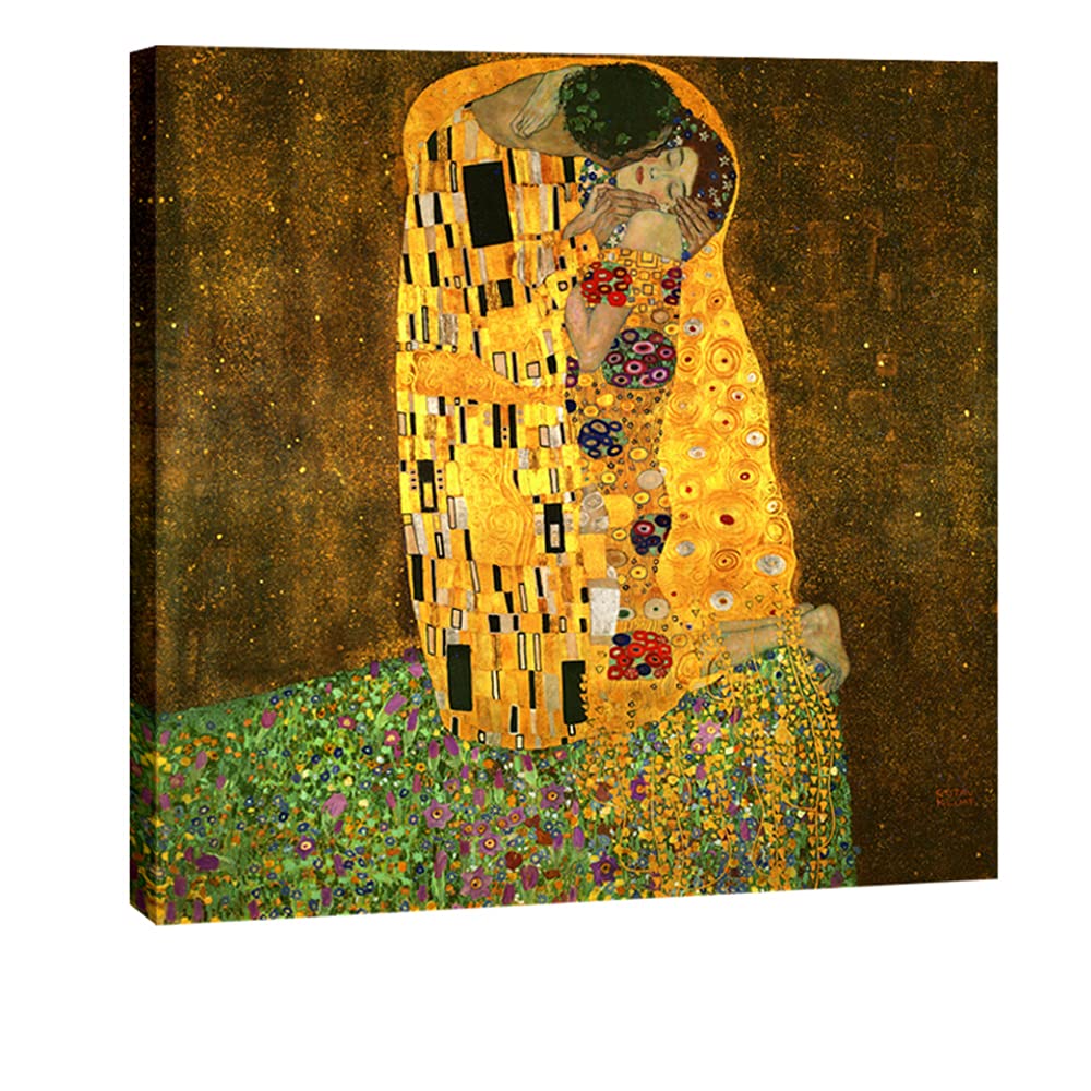 Wieco Art Extra Large The Kiss by Gustav Klimt Famous Oil Paintings Reproductions Stretched and Framed Modern Giclee Canvas Prints Artwork Pictures...