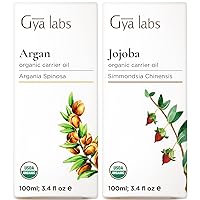 Gya Labs Argan Oil for Hair & Jojoba Oil for Hair Set - 100% Pure Therapeutic Grade Essential Oils Set - 2x3.4 Fl Oz