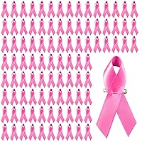 Halatool 200 PCS Breast Cancer Awareness Pink Ribbon Pin Breast Cancer Gifts for Women Girls Charity Public & Social Event Public Welfare Party Supplies Memorials Activity