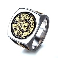 Mens Womens Masonic Ring 32 Degree Scottish Rite Master Freemason Titanium Steel Signet Band