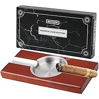 Premium Wooden Cigar Ashtray, Ideal Christmas Father's Day Gift for Men Cigar and Cigarette Smokers, Brown Large Size Cigar Accessories Holder Perfect for Outside Patio Home Office Bar Use