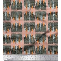 Soimoi Japan Crepe Orange Fabric - by The Yard - 42 Inch Wide - Architectural Structure Architectural Fabric - Abstract Patterns for Contemporary Projects Printed Fabric