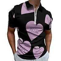 Puggle Love Mens Polo Shirts Quick Dry Short Sleeve Zippered Workout T Shirt Tee Top