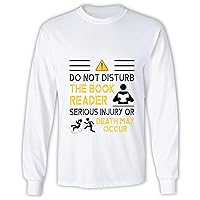 Warning do not Disturb Book Reader Humor for Bookworm Reader and Book Reading Lover Grey and Muticolor Unisex Long Sleeve T Shirt