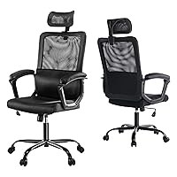 JHK Office High Back Mesh Computer Lumbar Adjustable Height SwivelComputer Task Swviel Chairs with Support Armrest, Night Black
