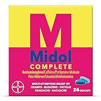Midol Complete Menstrual Pain Relief Gelcaps with Acetaminophen for Menstrual Symptom Relief - 24 Count (Packaging May Vary)