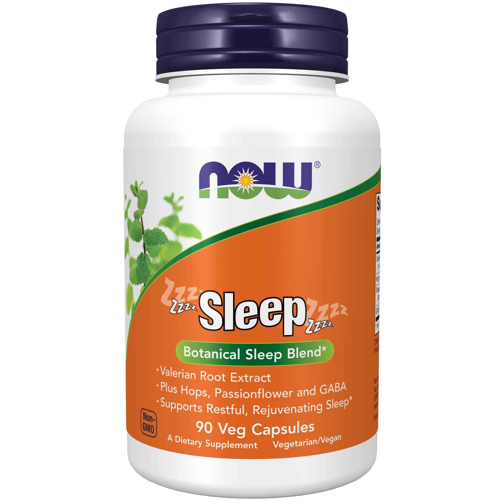 NOW Supplements, Sleep with Valerian Root Extract Plus Hops, Passionflower and GABA, Botanical Sleep Blend*, 90 Veg Capsules