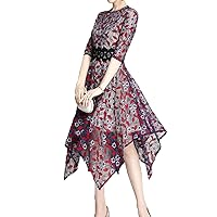 Women's Asymmetrical Dress High Waist Half Sleeve Fashion