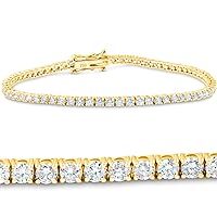 P3 POMPEII3 4 Ct. Diamond 18K Yellow Gold Round Cut Tennis Bracelet 7