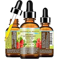 ORGANIC STRAWBERRY SEED OIL 100% Pure Natural Moisturizer. Cold Pressed Carrier oil. 0.5 Fl.oz.- 15 ml. For Face, Skin, Hair, Lip, Nails. Rich in Omega-3, Vitamin C, Vitamin E by Botanical Beauty