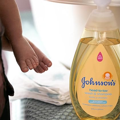 Johnson's Head-to-Toe Gentle Tear-Free Baby & Newborn Wash & Shampoo, Sulfate-, Paraben- Phthalate- & Dye-Free, Hypoallergenic Wash for Sensitive Skin & Hair, 27.1 fl. Oz