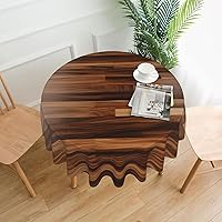 Wood Grain Print Round Tablecloth Water Resistant Decorative Table Cover for Dining Table, Parties Camping