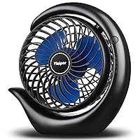 Viniper Portable Rechargeable Fan, Small Desk Fan : 3 Speeds & 8-24 Hours Longer Working, 180 Rotation, Portable USB Battery Fan for Office/Home (Black-Blue)6.2 inch