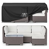 MR. COVER Patio Furniture Covers Waterproof, Outdoor Furniture Cover Fits up to 78L x 54W x 28H Inches, Rectangular Table and Chair Set Covers Rip-resistant Material with Windproof Buckles