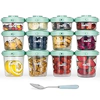 SUPERMAMA Plastic Baby Food Containers 12 Set(2/4/7oz),Stackable Baby Food Storage Containers with Lids,Baby Food Jars for Snack,Puree,Freezer Safe,Easy Storage&Freshness,Microwavable,BPA Free, Green