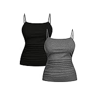 SOLY HUX Women's Plus Size Camisole Spaghetti Strap Tops 2 Packs Slim Fit Basic Cami Tops