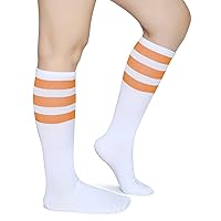 Pareberry Classic Triple Stripes Soft Cotton On the Calf Retro White Tube Socks