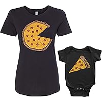 Threadrock Pizza Pie & Slice Mother Son Daughter Infant Bodysuit Womens Shirt Matching Set