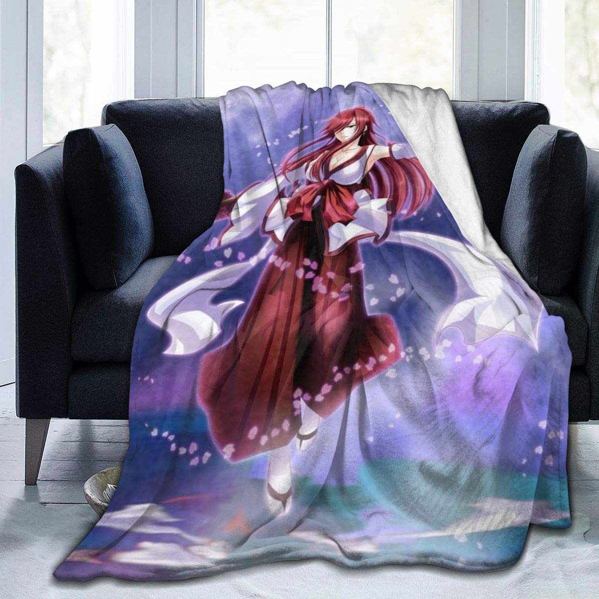 DM Maker Flannel Fleece Novelty Throw Blanket Fairy Tail Erza Scarlet Blanket for Spring Outdoor Ultra Soft and Large Anti-Static Blankets 60"X...