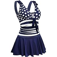 AONTUS Swimwear One Piece Swimsuits Plus Size Swimming Dress for Women Tummy Control with Skirts