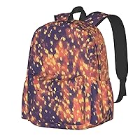 Gold Texture Printing Pattern Backpack Print Shoulder Canvas Bag Travel Large Capacity Casual Daypack With Side Pockets