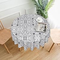 Flowering Herbs and Herbaceous Plants Round Tablecloth 60 Inch,Stain Resistance Polyester Table Cloth, Buffet Parties and â€‹Camping