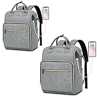 Ytonet Laptop Backpack for Women, Travel Work Bag with RFID USB Port, Wide Open Anti-Theft Large Nurse Teacher College School Bookbag, Water Resistant Business Computer Backpack Purse, Grey