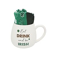 Pavilion - Eat Drink And Be Irish - 15.5 Oz Coffee Mug Tea Cup With Crew Socks St Patrick's Day St Patty's Irish Party Outfit Heritage Novelty Gift Present