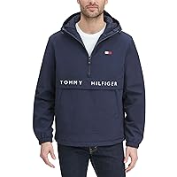 Tommy Hilfiger Men's Performance Fleece Lined Hooded Popover Jacket, New Navy, XX-Large