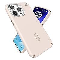 Speck iPhone 15 Pro Max Case - ClickLock No-Slip Interlock, Built for MagSafe, Drop Protection - Soft Touch 6.7 Inch Phone Case - Presidio2 Pro Bleached Bone/Heirloom Gold/Hazel Brown