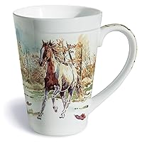 Lissom Design Porcelain Mug, 12-Ounces, Wild Mustang