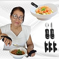 7 Pieces Scoop Plate, 3 weighted cutlery sets for Parkinson's trembling hands & 3 Universal Cuff