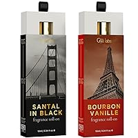 Gya Labs Santal in Black Fragrance Roll On & Bourbon Vanille Fragrance Roll On Set - 100% Natural Fragrance Roll On for All Type of Skin - 2 x 0.34 fl oz