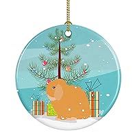 Caroline's Treasures Holland Lop Rabbit Christmas Ceramic Ornament, Teal Christmas Tree Hanging Decorations for Home Christmas Holiday, Party, Gift, 3 in, Multicolor