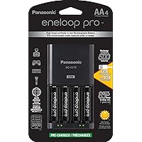 Panasonic K-KJ75KHC4BA Advanced Battery Charger with USB Charging Port and 4AA eneloop pro High Capacity Rechargeable Batteries