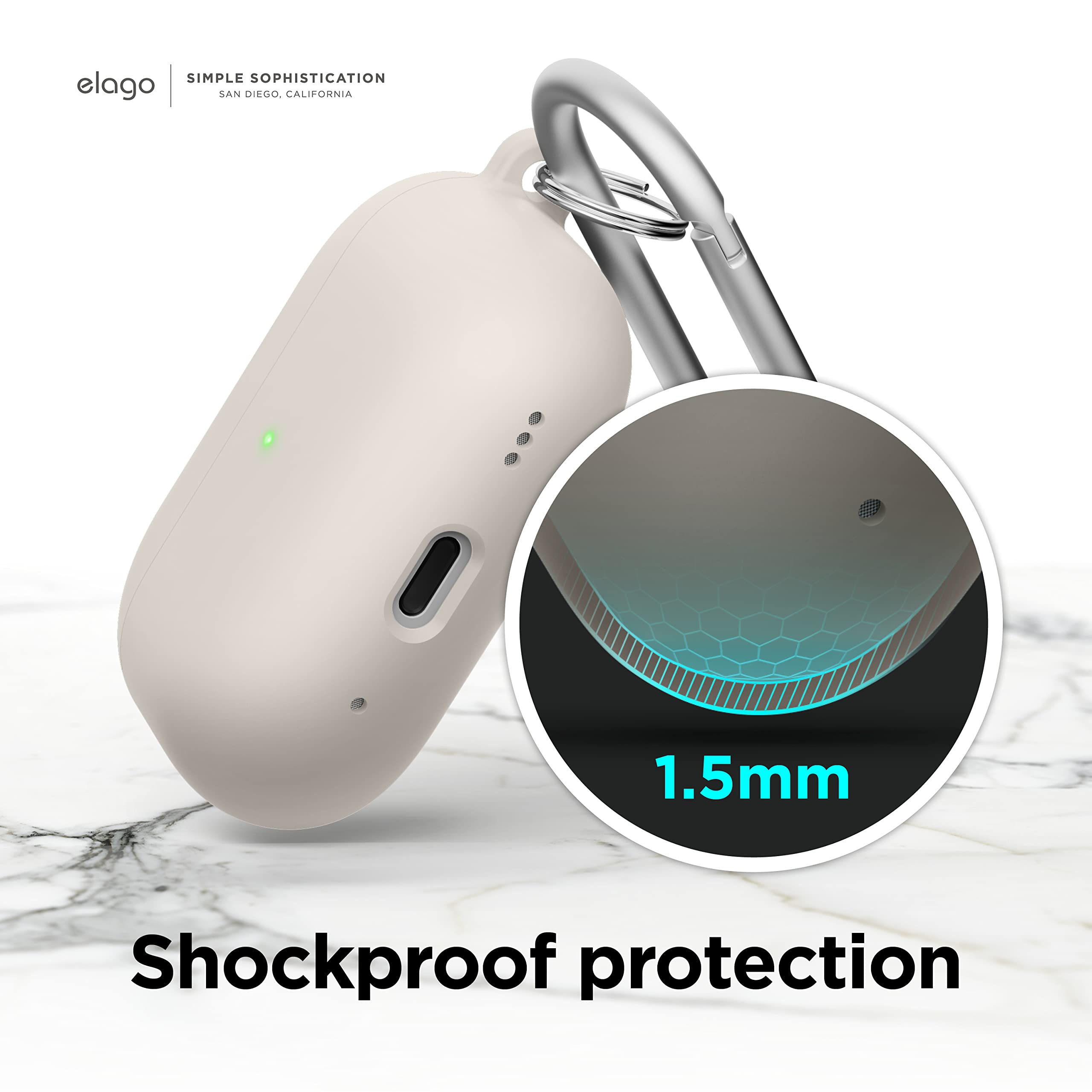 elago Liquid Hybrid Case Compatible with AirPods Pro 2nd Generation Case Cover - Compatible with AirPods Pro 2 Case, Triple Layer Protection, Keychain Included, Dust Resistant, Shockproof (Stone)