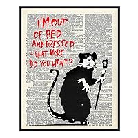 Banksy Graffiti Rat Wall Decor, Street Art - Funny Urban Style Decoration Picture for Home, Apartment, Living Room, Bedroom, Bathroom, Bath - Great Gift - 8x10 Poster Print