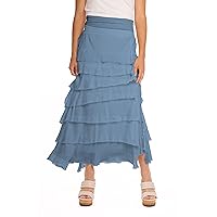 Women's Layered Tiered-Ruffle Maxi Skirt