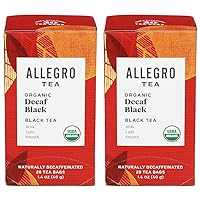 Allegro Tea, Organic Decaf Black Tea Bags, 20 ct (Pack of 2)