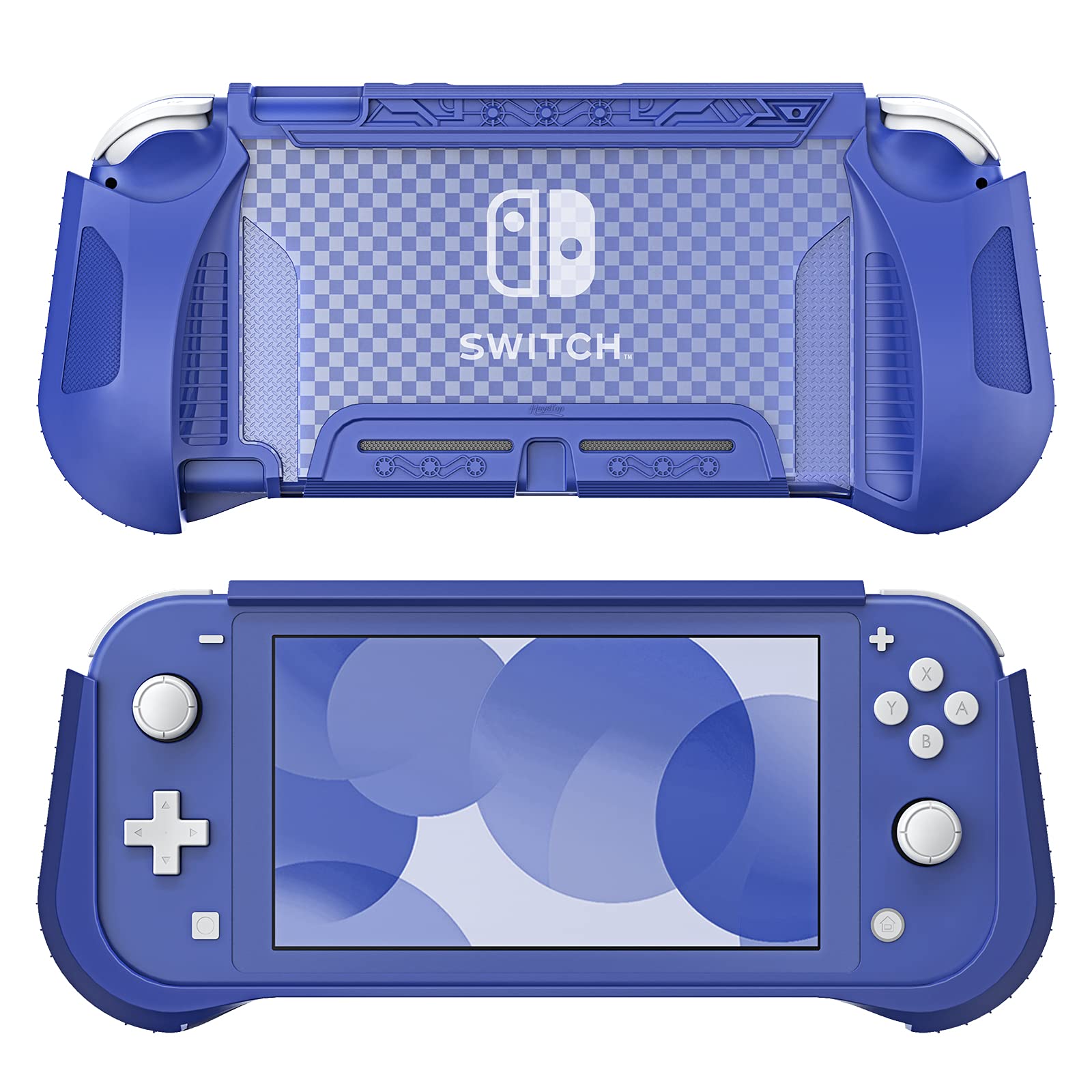 HEYSTOP Switch Lite Protective Case with Screen Protector and 6 Thumb Grips, Ergonomic Grip Case for Nintendo Switch Lite, Anti-Scratch/Anti-Dust/Shockproof (Blue)