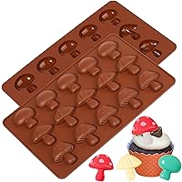 Webake Mushroom Chocolate Mold, 15-Cavity Mushroom Silicone Molds with Three Cute Mushroom Shaped, Perfect for Chocolate, Candy, Fondant, Cake Decoration, Ice Cube, Handmade Craft (Pack of 2)