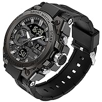 Military Watch Men's Watch Multifunctional Analogue Digital Sports Watch with Stopwatch Alarm Clock Boys 5ATM Waterproof Army Men's Watches with Lighting Date and Day of the Week Casual Sports Watch