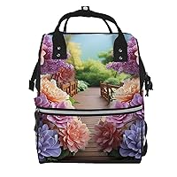 Diaper Bag Backpack Colorful Flowers Blossom Maternity Baby Nappy Bag Casual Travel Backpack Hiking Outdoor Pack