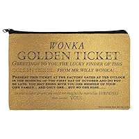 GRAPHICS & MORE Willy Wonka and the Chocolate Factory Golden Ticket Makeup Cosmetic Bag Organizer Pouch